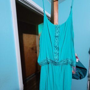 Turquoise spaghetti strap romper